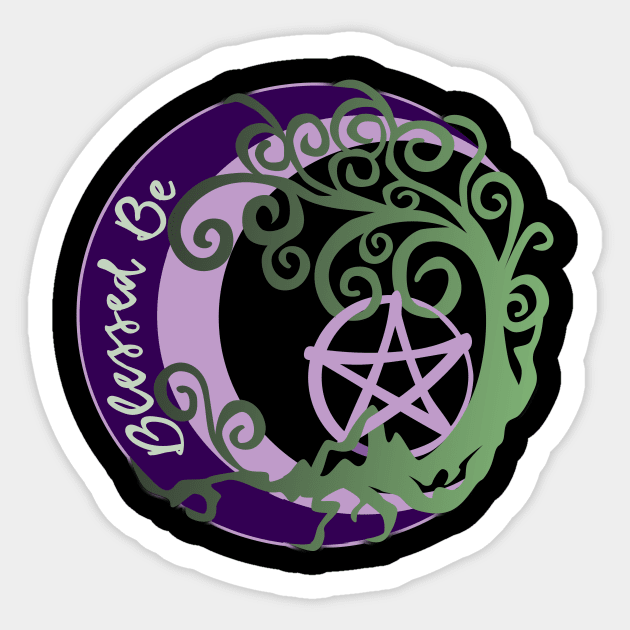 Wiccan Pagan Witch Tree of Life, Blessed Be Art, pentacle Sticker by BeesEz